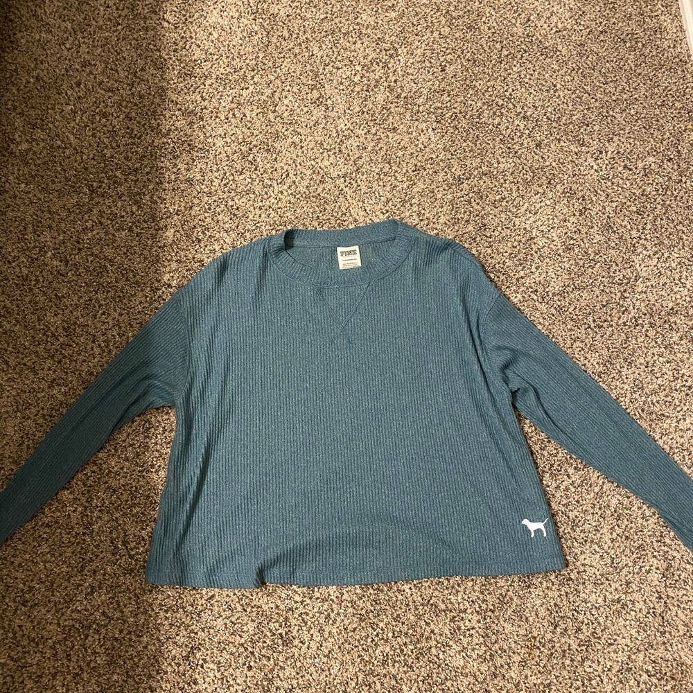 Victoria Secret Blue Cropped Long Sleeve